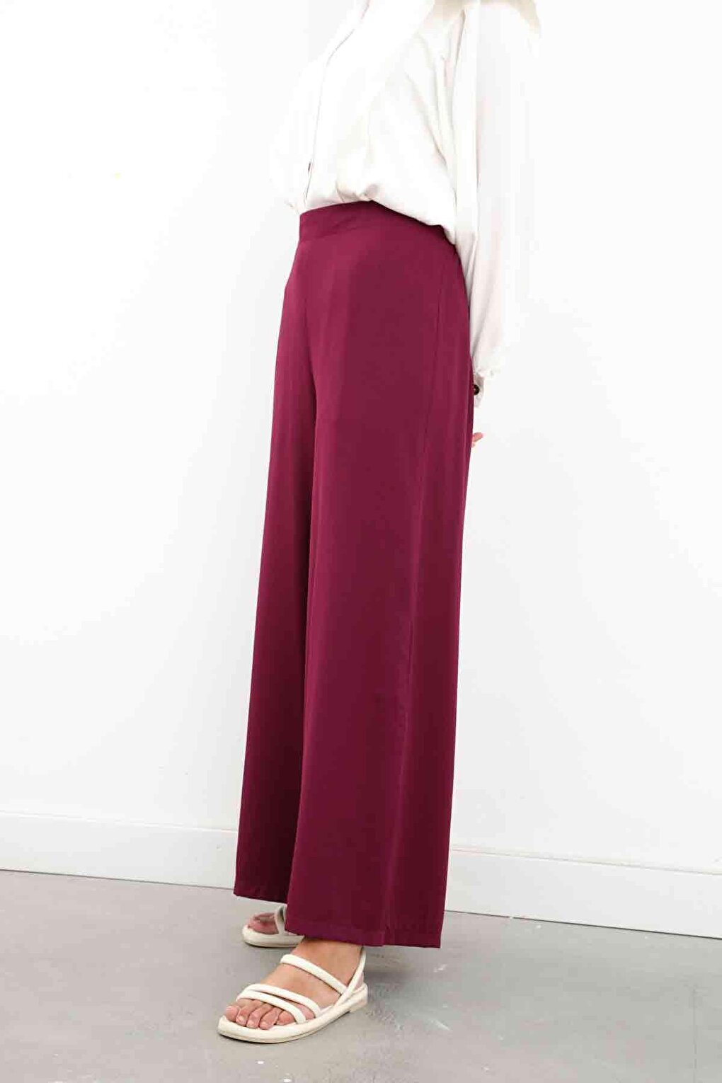 Plum Wide Leg Trousers