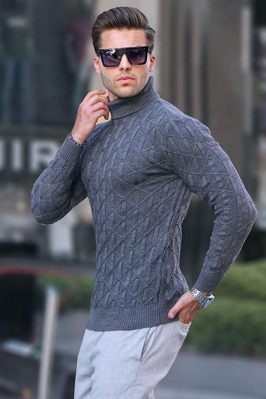 Anthracite Turtleneck Men's Sweater 6833