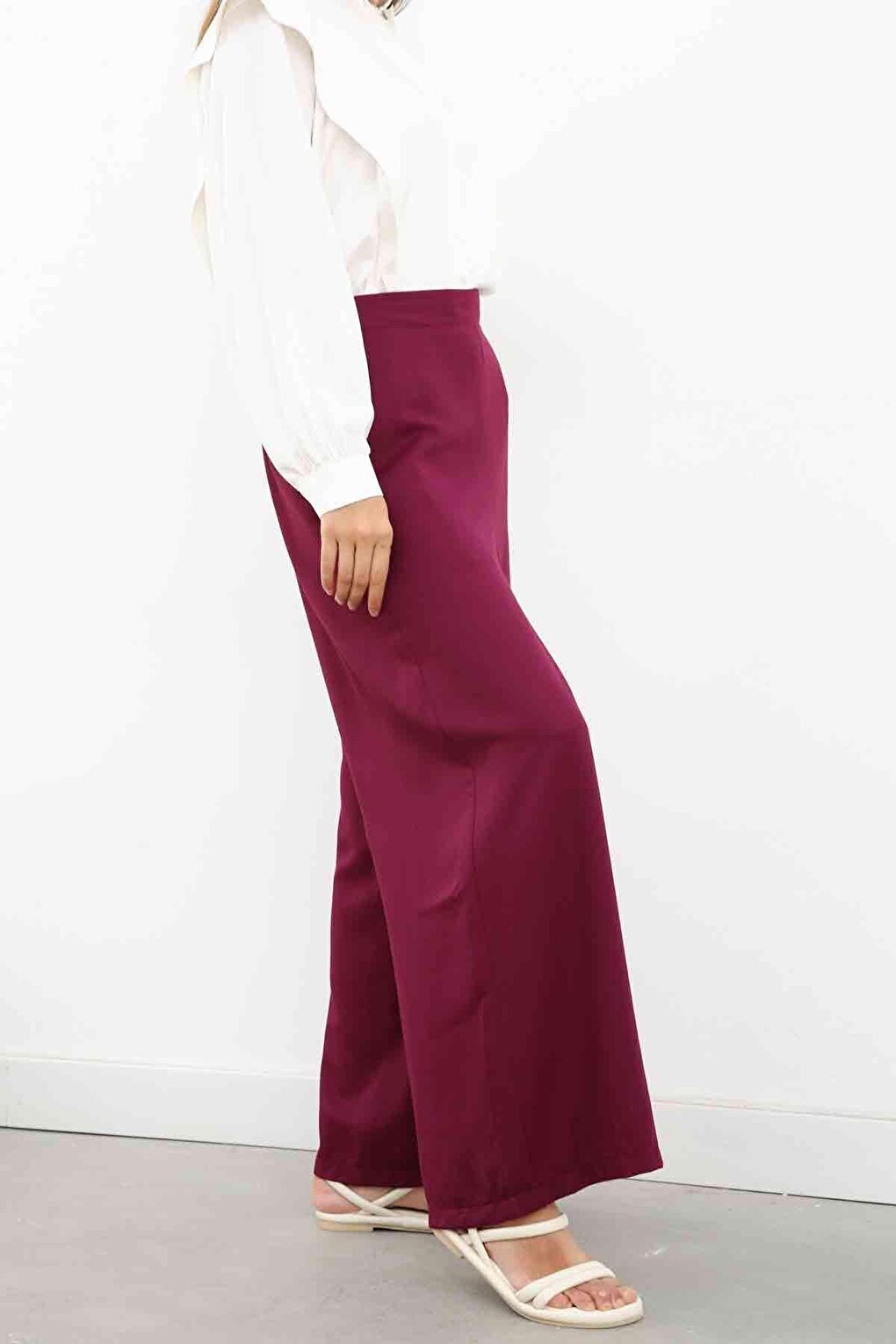 Plum Wide Leg Trousers