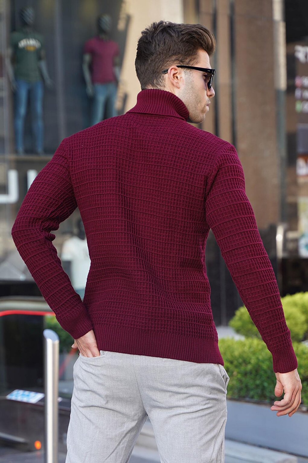 Claret Red Turtleneck Knitwear Sweater 6832