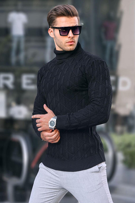 Black Turtleneck Men's Sweater 6833