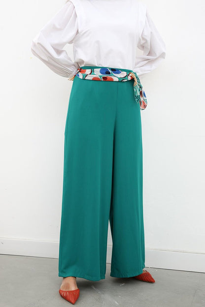 Emerald Green Wide Leg Trousers