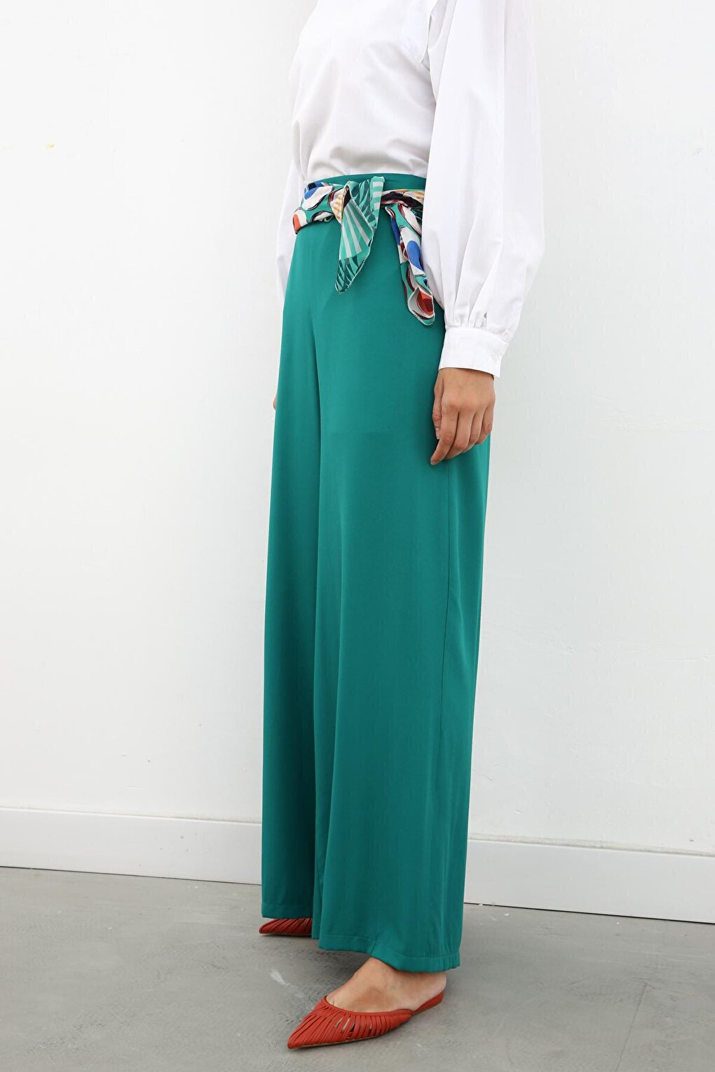 Emerald Green Wide Leg Trousers