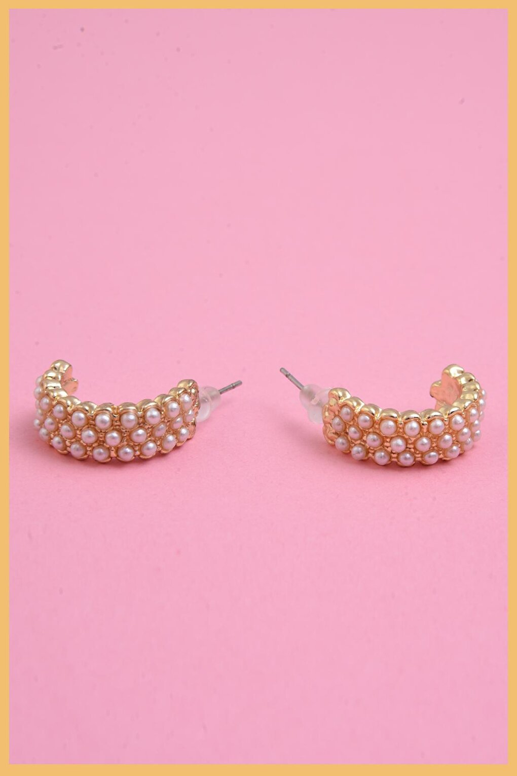 Gold 2-Piece Pearl Hoop Earrings