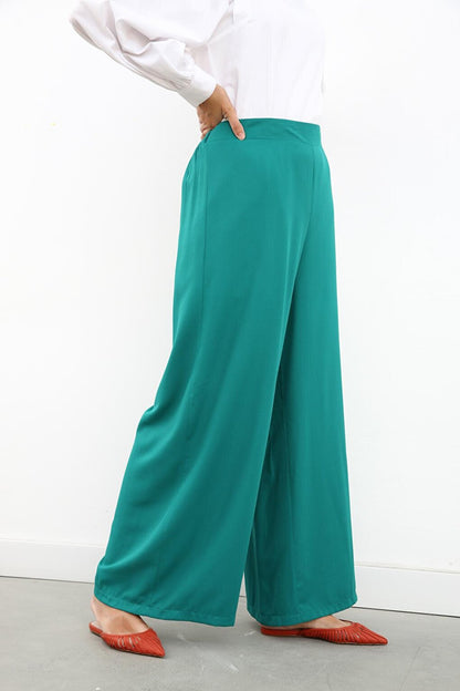 Emerald Green Wide Leg Trousers