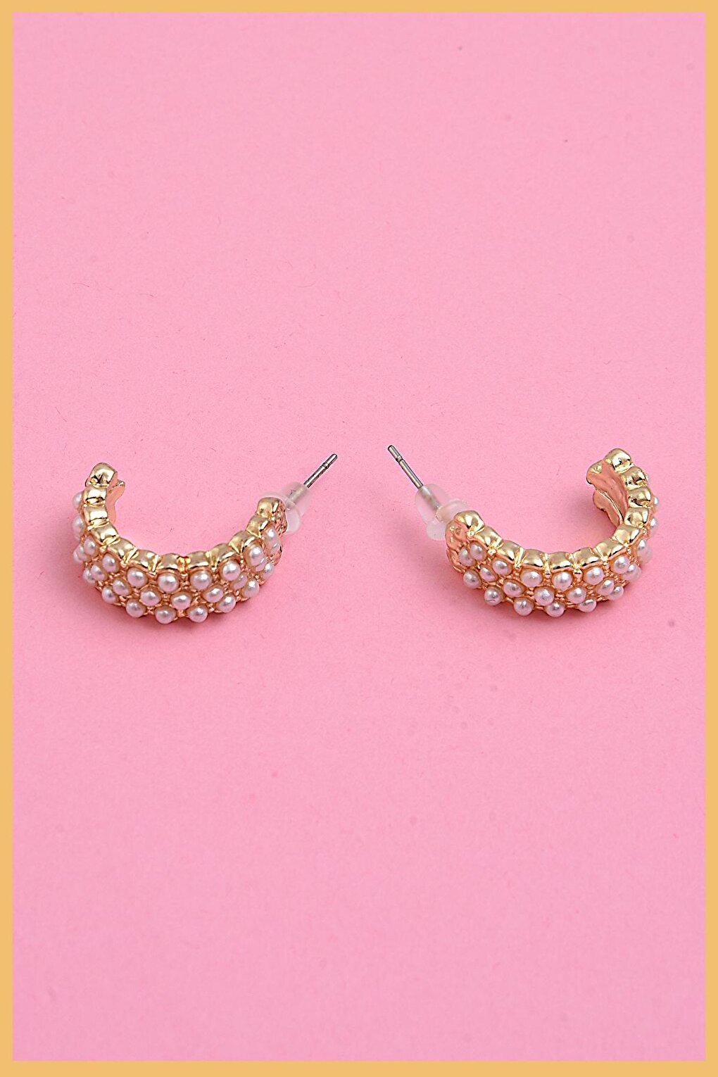 Gold 2-Piece Pearl Hoop Earrings