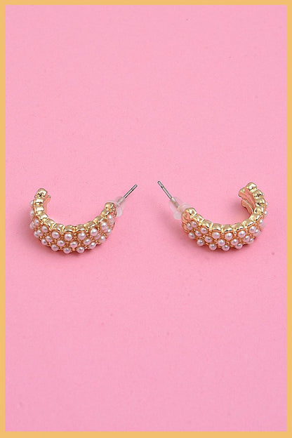 Gold 2-Piece Pearl Hoop Earrings