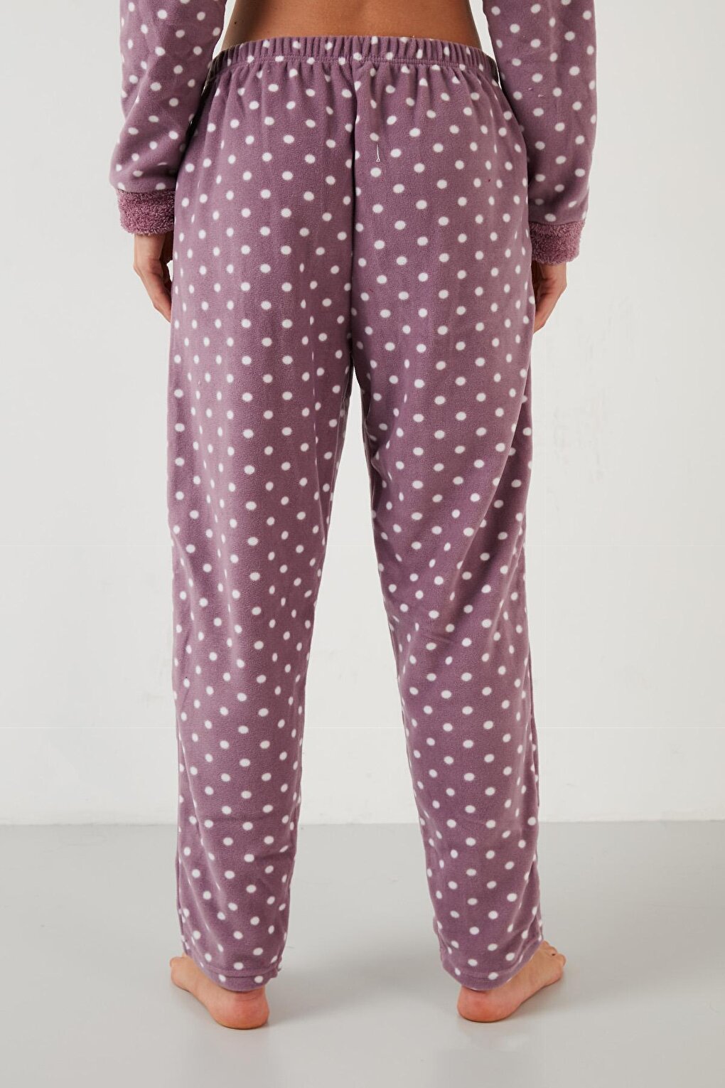 Printed Polka Dot Plush Pajama Set with Headband 6094120