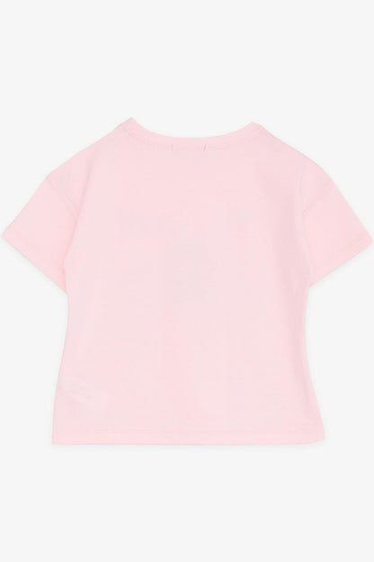 Girl's Crop T-Shirt Happiness Themed Pink (Ages 8-14)