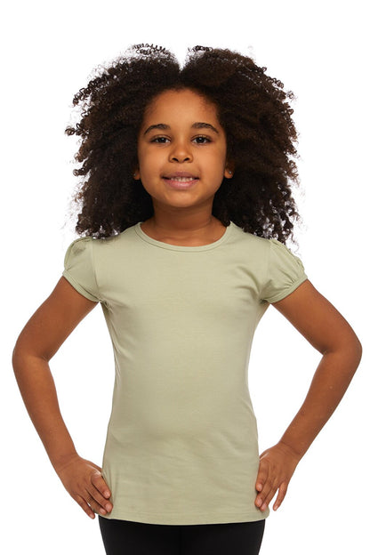 Light Çağla Green Girl's Short Sleeve Basic T-Shirt