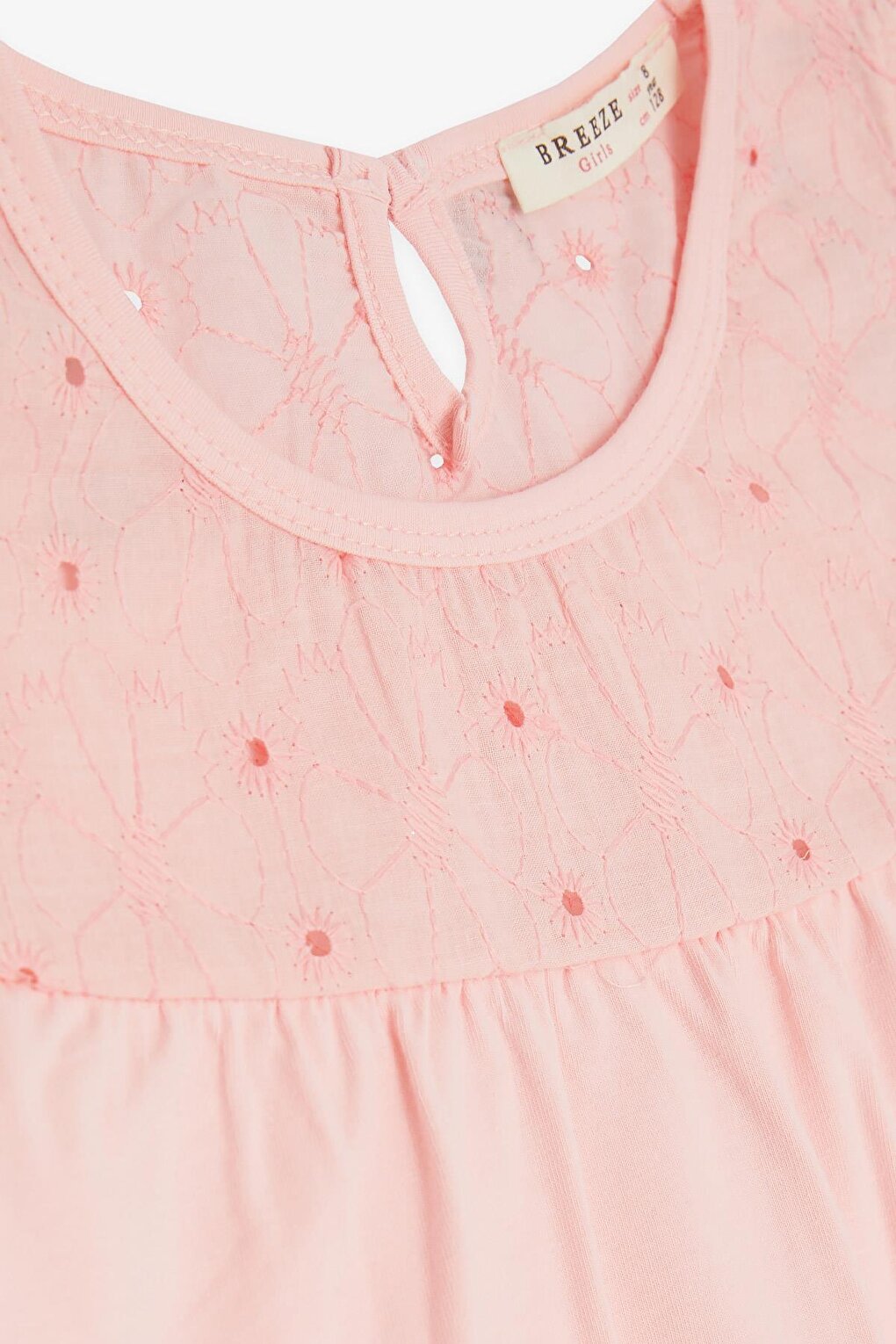 Girl's T-Shirt Flower Embroidered Pink (4-8 Years)