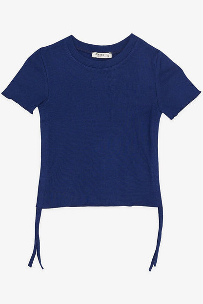 Girl's T-Shirt with Gathered Sides Dark Blue (Ages 8-14)