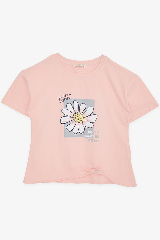 Girls' T-Shirt Summer Themed Floral Patterned Salmon (Ages 9-14)