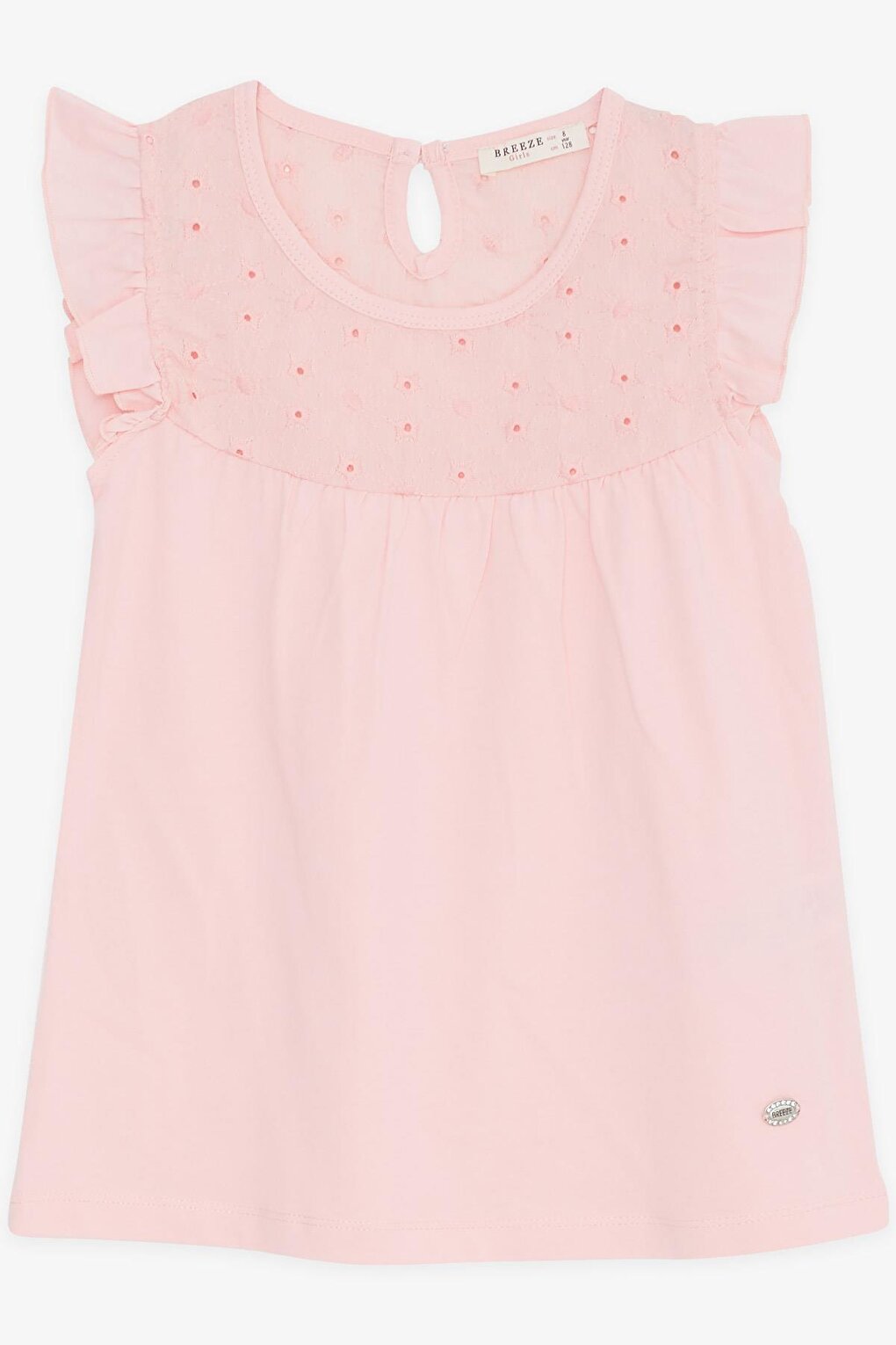 Girl's T-Shirt Frilly Embroidered Pink (4-8 Years)