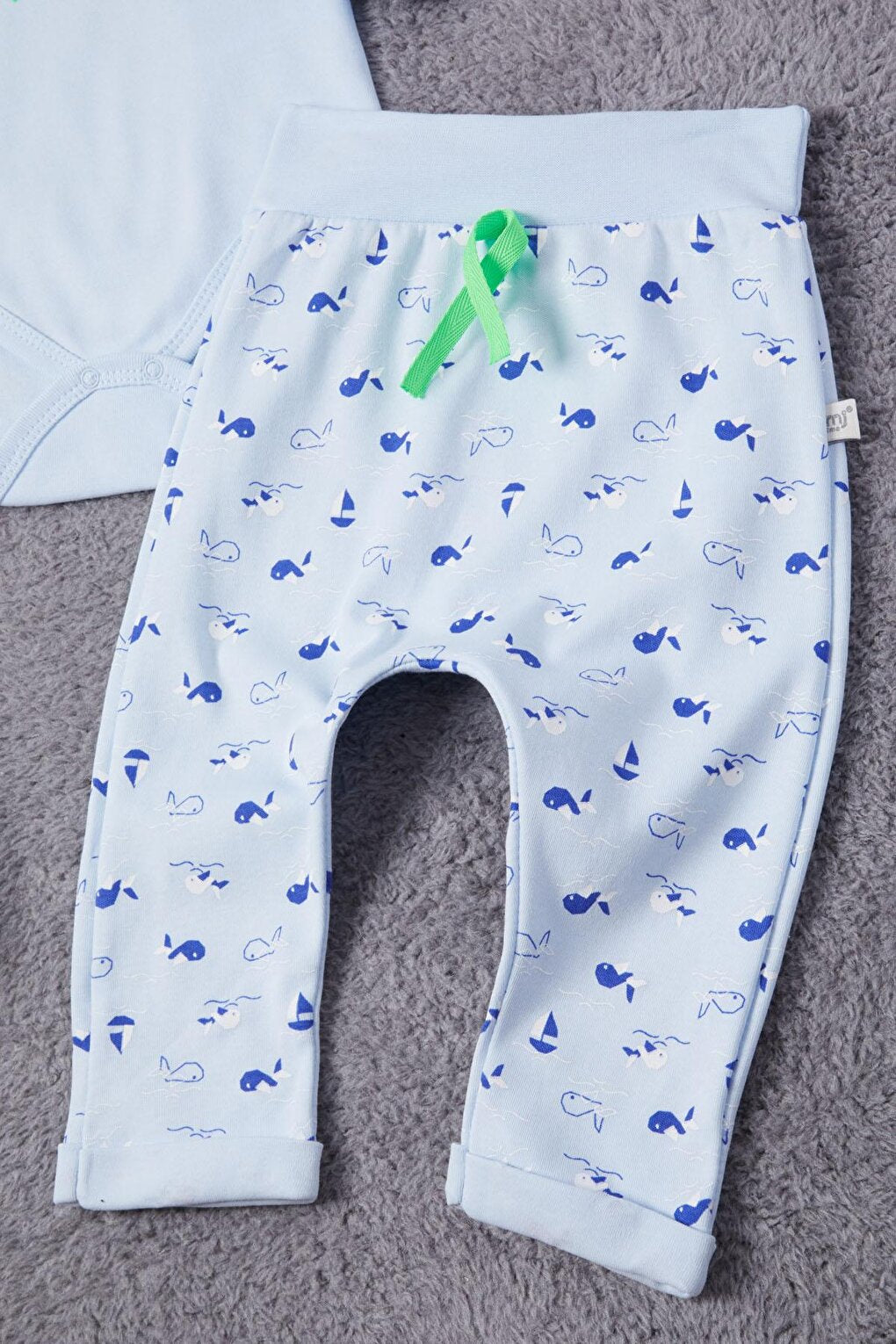 Fish Printed Snap Fastener Baby Boy Set 16723