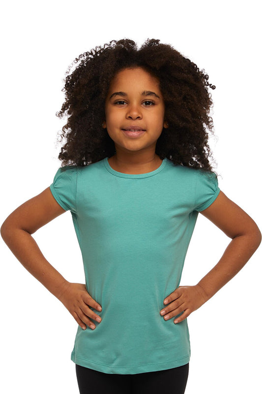 Çağla Green Girl's Short Sleeve Basic T-Shirt