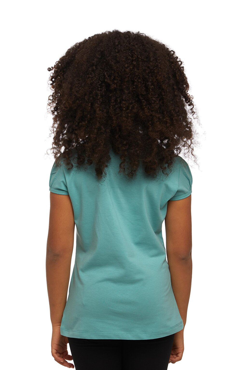 Çağla Green Girl's Short Sleeve Basic T-Shirt