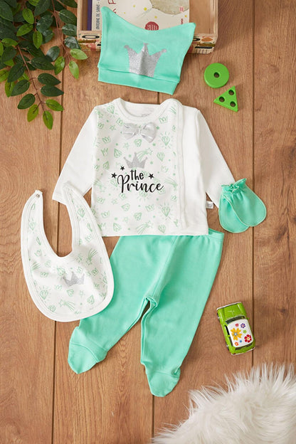 Baby Boy Set of 5 with Green Prince Printed Hat 17520