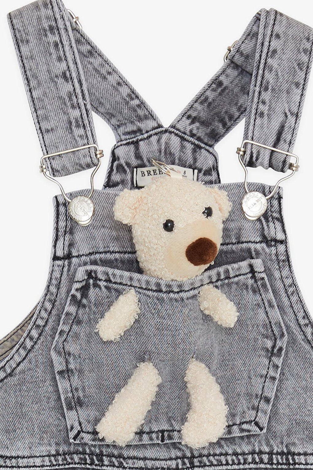 Girl's Jean Salopet with Teddy Bear Accessory Anthracite