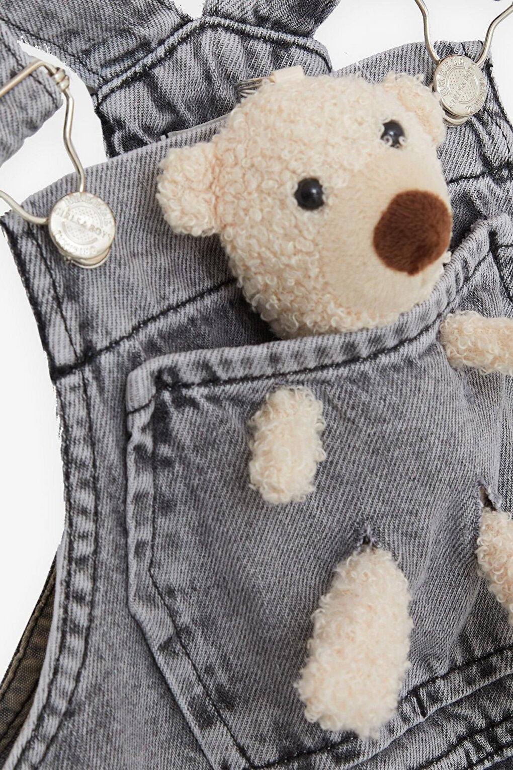 Girl's Jean Salopet with Teddy Bear Accessory Anthracite (4-8 Years)