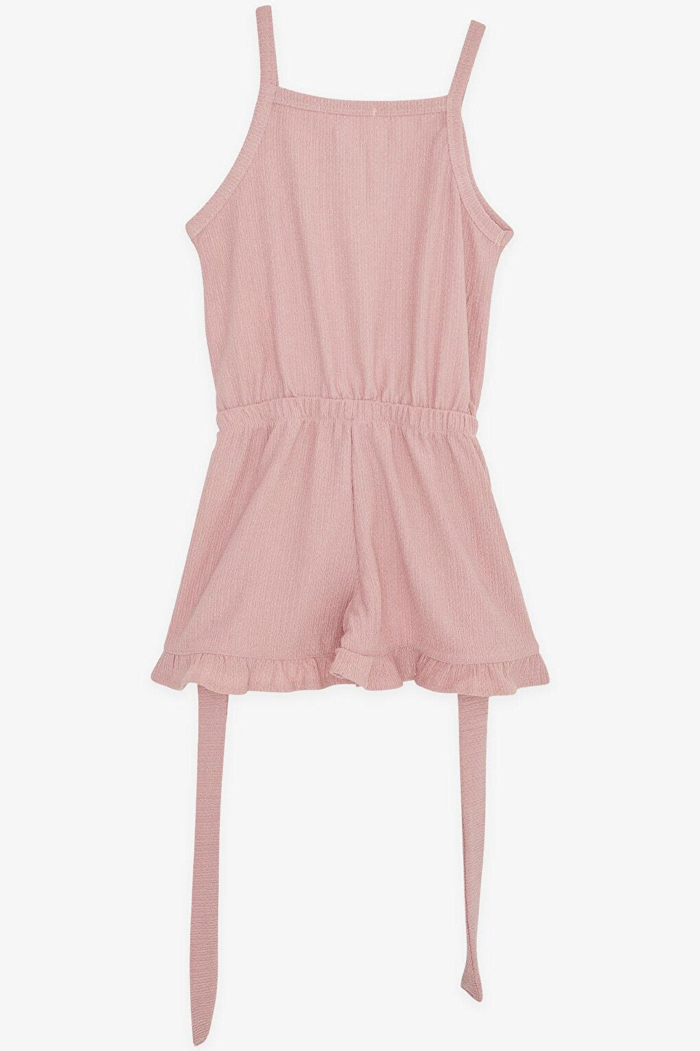 Girl's Jumpsuit with Shorts, Buttoned, Waist Belted, Dried Rose (Ages 4-9)