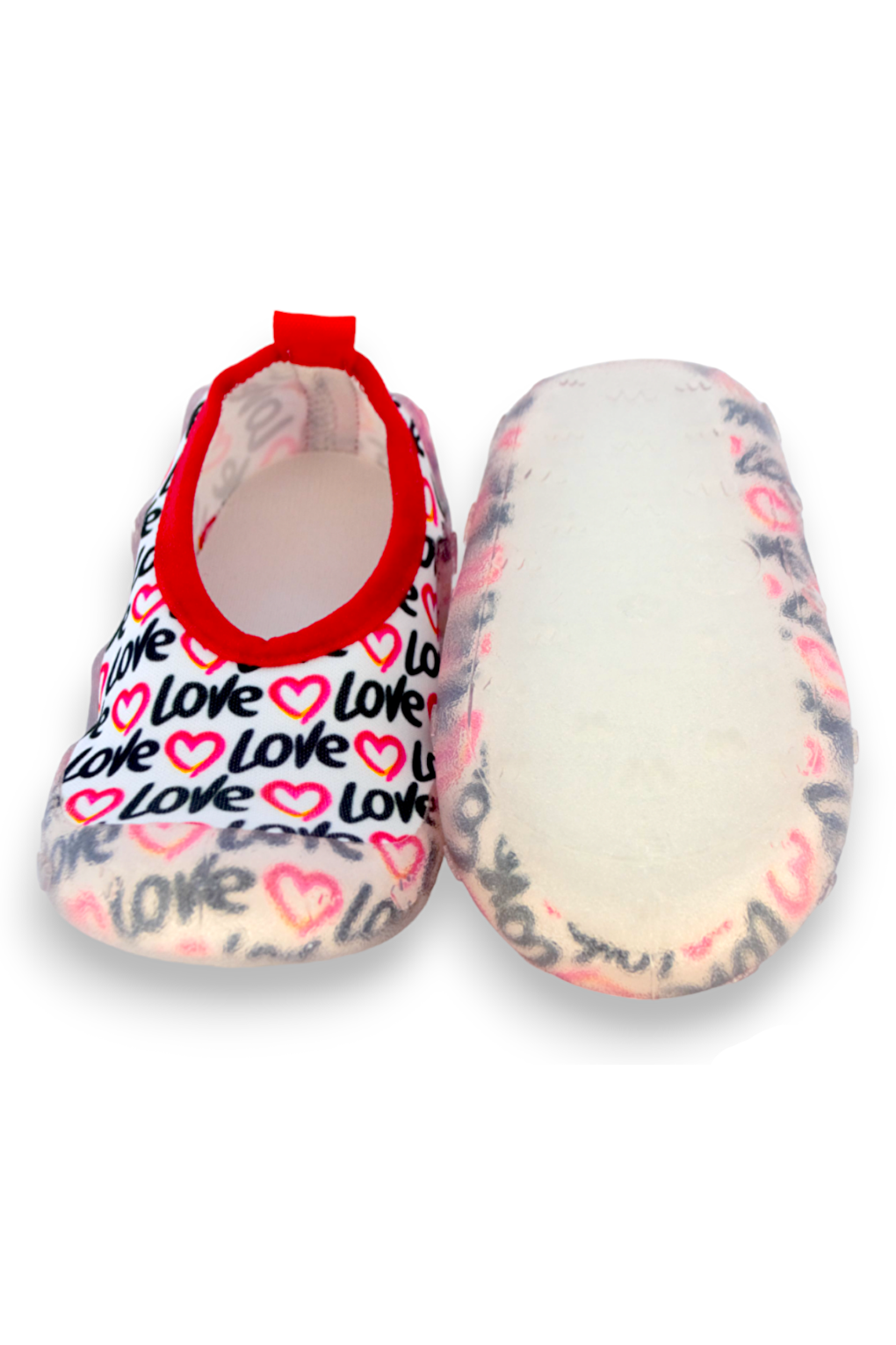 Love Written Heart White Girl's Non-Slip Sole Sea Shoes-F-7029