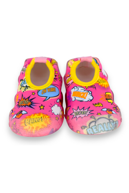 Comic Bubbles Girl's Pink Non-Slip Sole Sea Shoes-F-7032