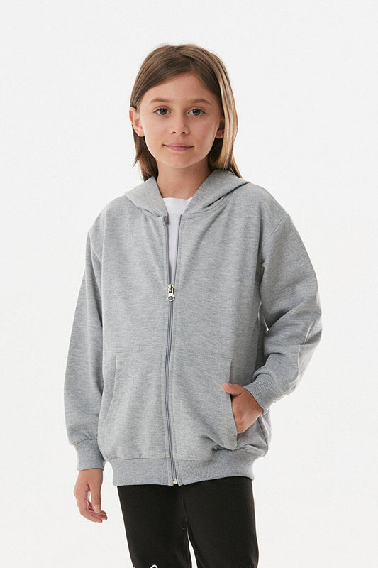 Basic Zippered Unisex Kids Sweatshirt