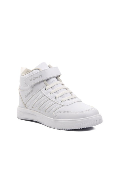 White-White Velcro Boy's Hi Sneaker Mely Hi-F