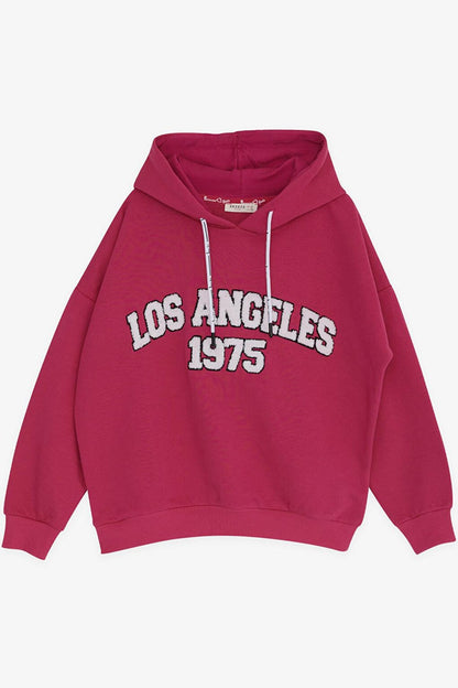 Girl's Sweatshirt Fuchsia with Text Embroidery (Age 10-14)