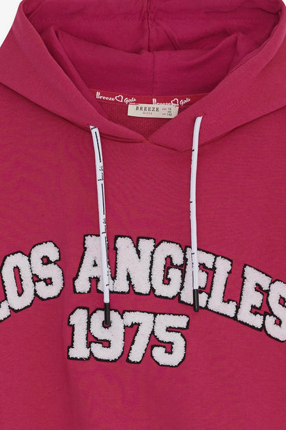 Girl's Sweatshirt Fuchsia with Text Embroidery (Age 10-14)