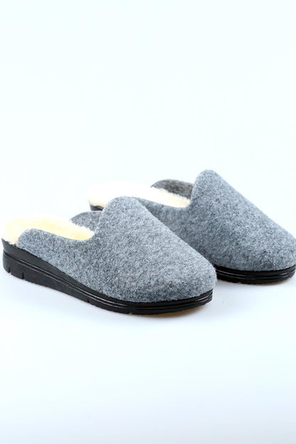 Comfortable Molded Women's Home Slippers with Fur Inside 020-005-21Grey