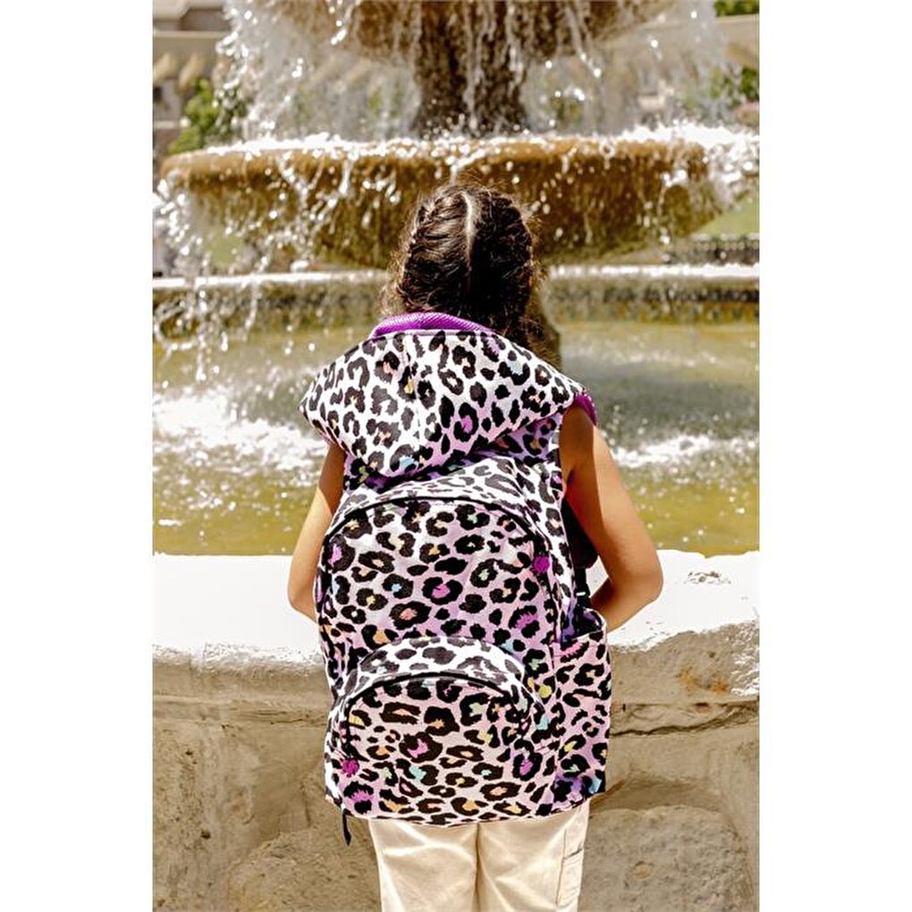 Back to School Pink Cheetah Detachable Hooded Backpack