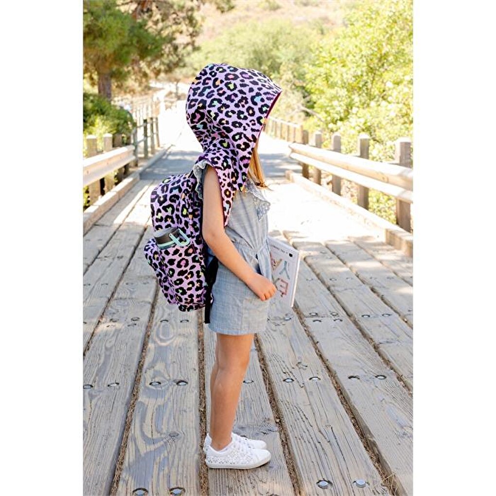 Back to School Pink Cheetah Detachable Hooded Backpack