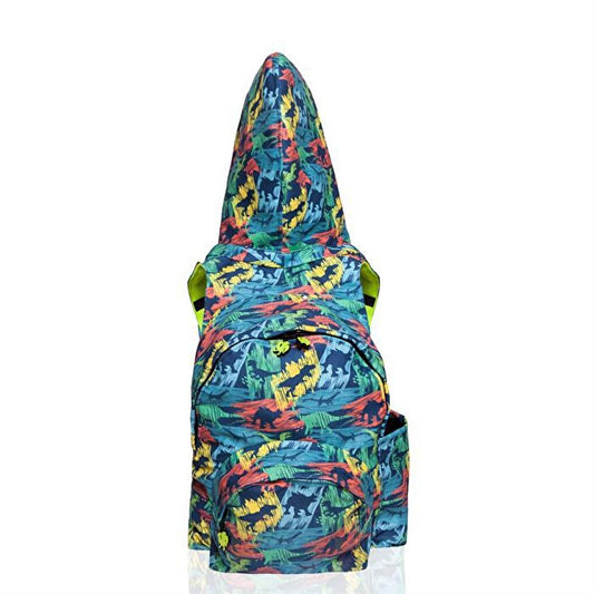 Back to School Stroke Dino Removable Hooded Backpack