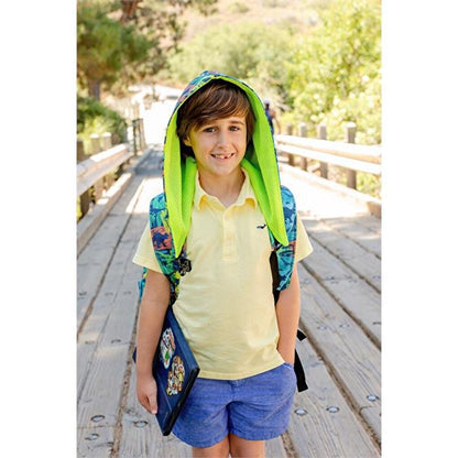 Back to School Stroke Dino Removable Hooded Backpack