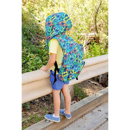 Back to School Stroke Dino Removable Hooded Backpack