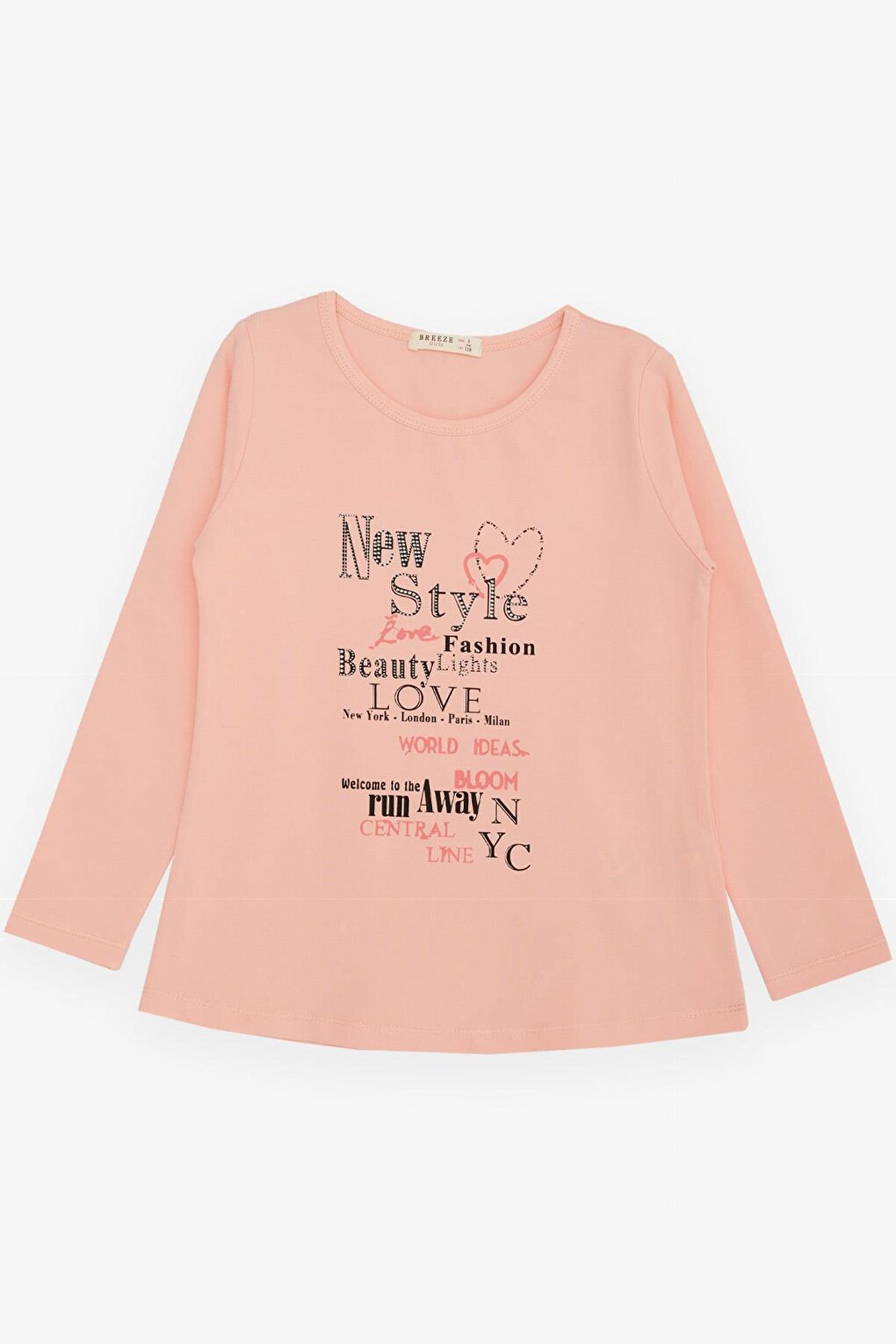 Girl's Long Sleeve T-Shirt Fashion Themed Text Printed Salmon (Age 6-12)