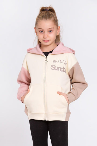 Girl's Powder Big Olita Sunday Print Zippered Sweatshirt