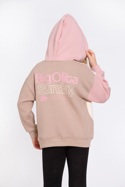 Girl's Powder Big Olita Sunday Print Zippered Sweatshirt