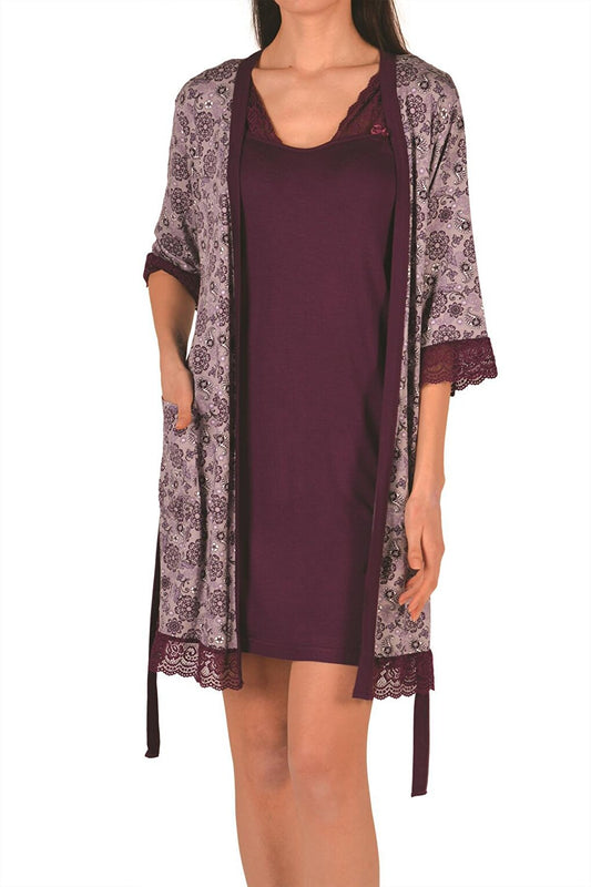 Women's Tunic Nightgown Dressing Gown Double Set Viscose Lycra