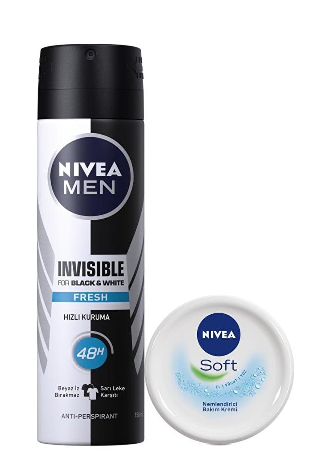 Men's Spray Deodorant Black&amp;White Invisible Fresh 150 ml Soft Cream 100 ml