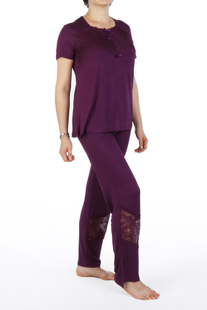 Women's Pajama Set Short Sleeve Pocket Lycra