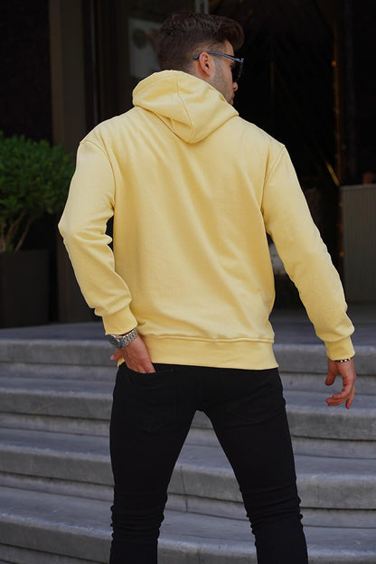 Yellow Hooded Embroidered Men's Sweatshirt 6145