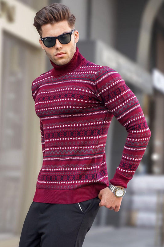 Claret Red Turtleneck Knitwear Sweater 5170