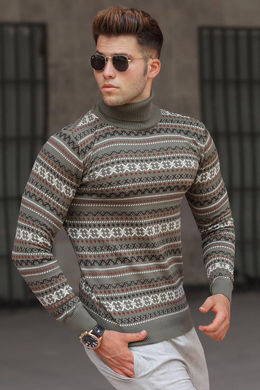 Khaki Turtleneck Knitwear Sweater 5170