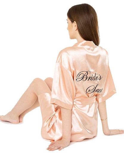 Satin Brides Squad Embroidered Rose Dressing Gown