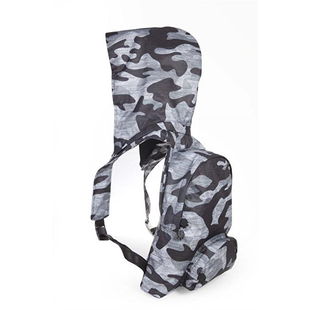 Gray Camouflage Removable Hooded Backpack