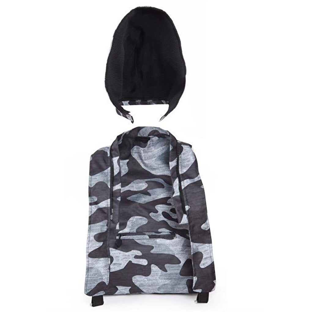 Gray Camouflage Removable Hooded Backpack