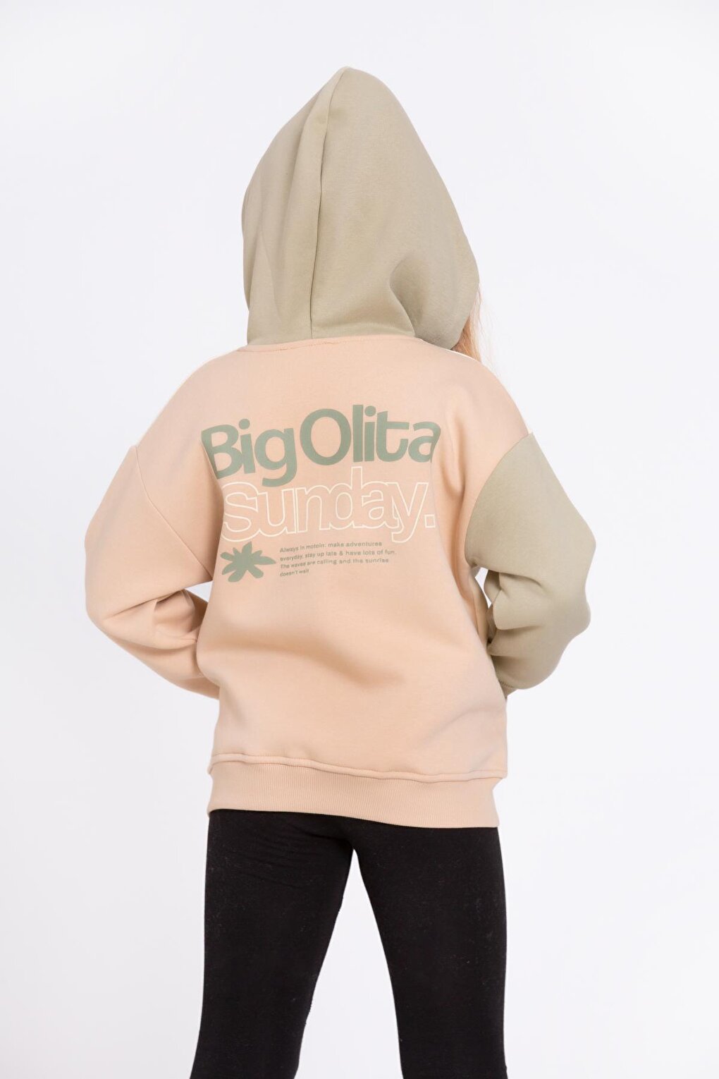 Girl's Khaki Big Olita Sunday Print Zippered Sweatshirt